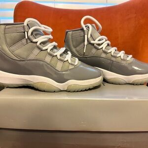 Gray High-Top Sneakers with White Laces
